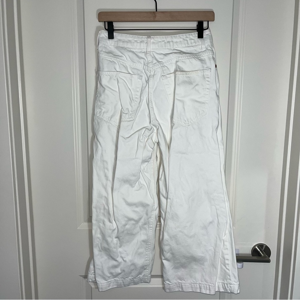 Topshop White Cropped Wide Leg Pants - Picture 3 of 4
